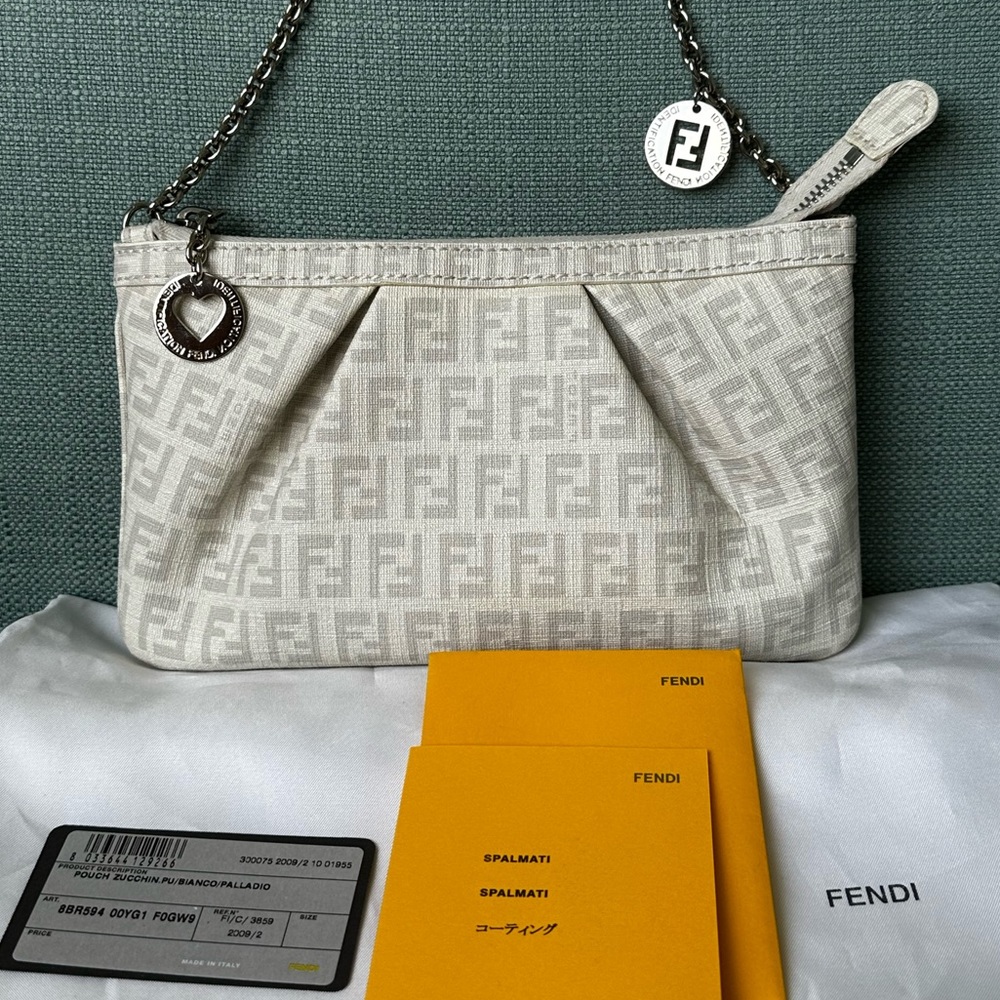Fendi Zucchino Chain Handle Baguette Pouch
